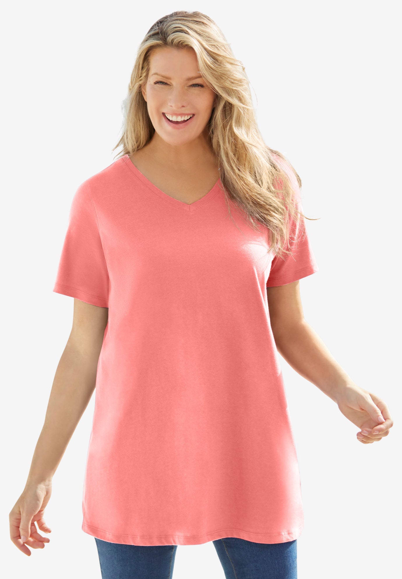 Perfect Short-Sleeve V-Neck Tunic image number 0