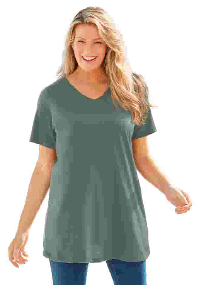Perfect Short-Sleeve V-Neck Tunic image number 0