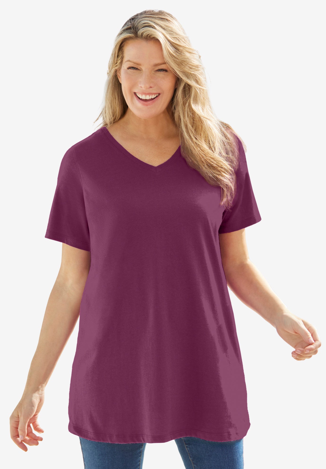 Perfect Short-Sleeve V-Neck Tunic image number 0