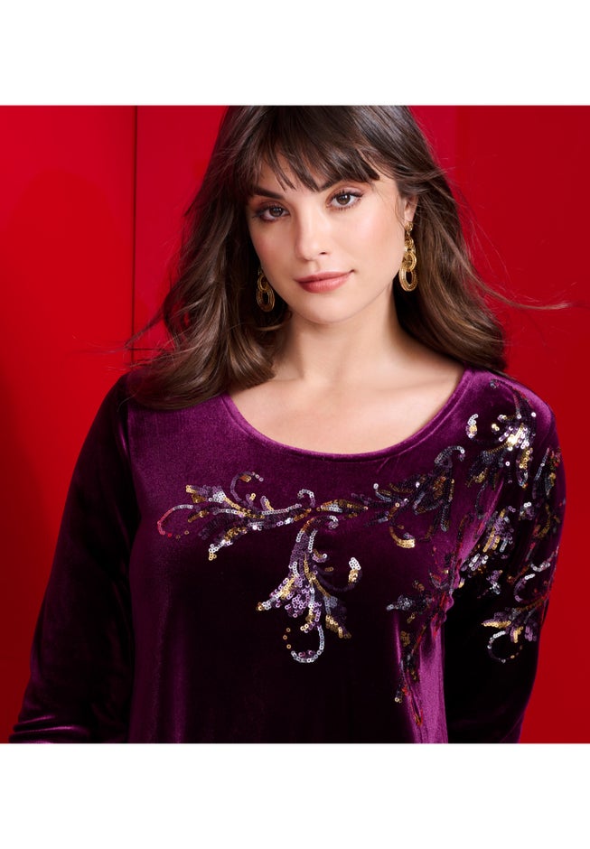 Velour Hanky Hem Tunic. image number 1