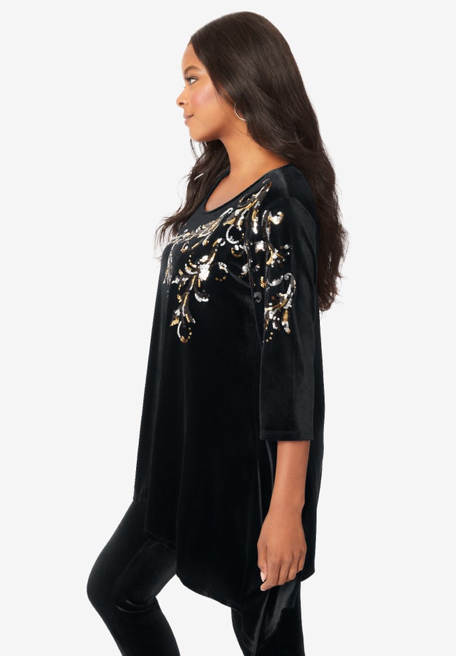 Velour Hanky Hem Tunic. image number 3