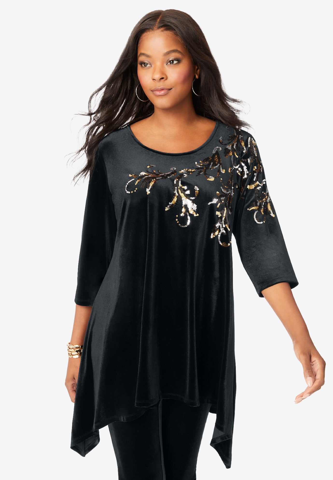 Velour Hanky Hem Tunic. image number 1