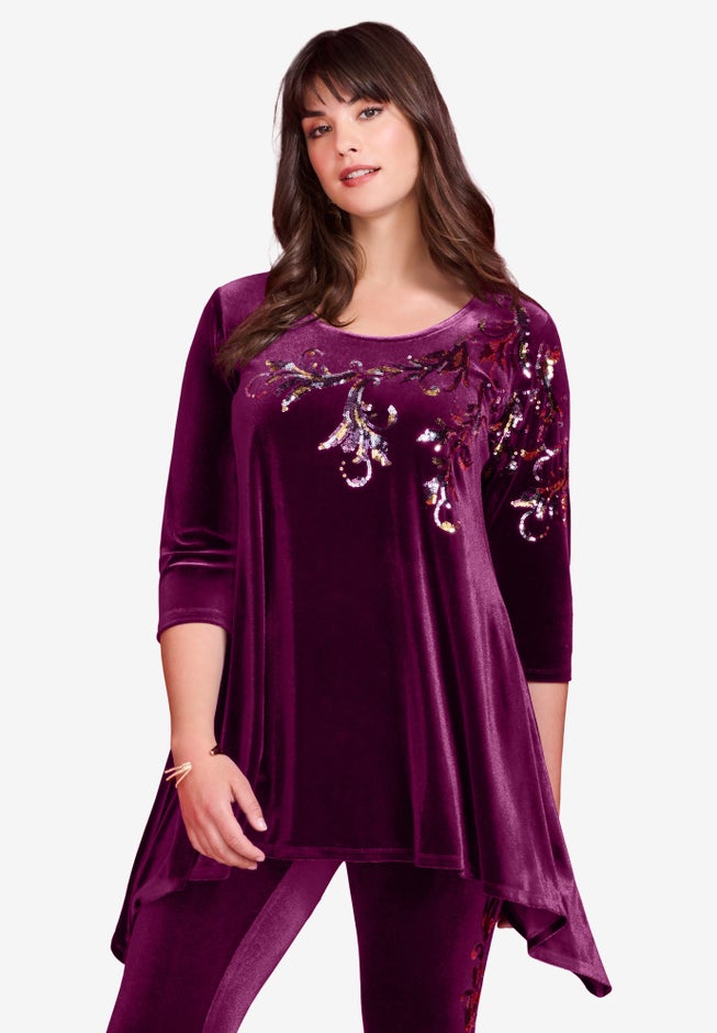 Velour Hanky Hem Tunic. image number 3