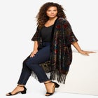 Plus Size Burnout Velvet Fringe Duster image number 3