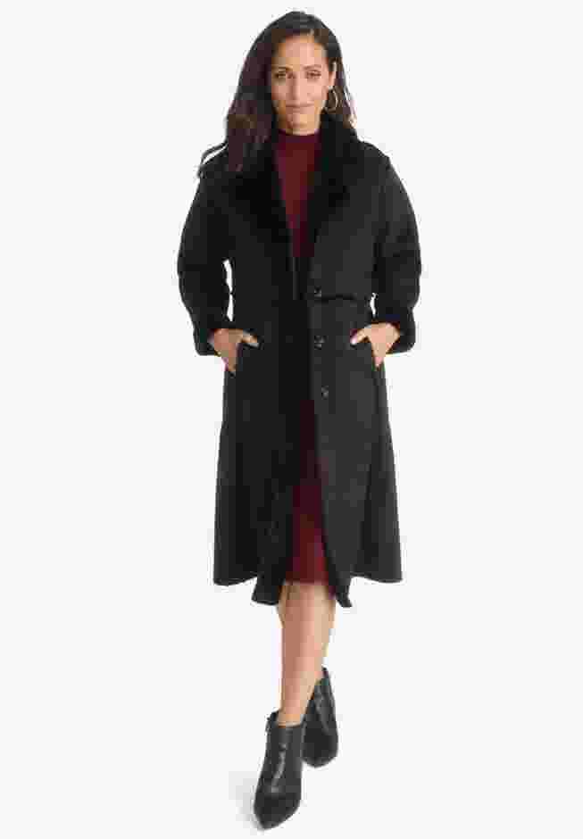 Faux Shearling Midi Coat image number 0