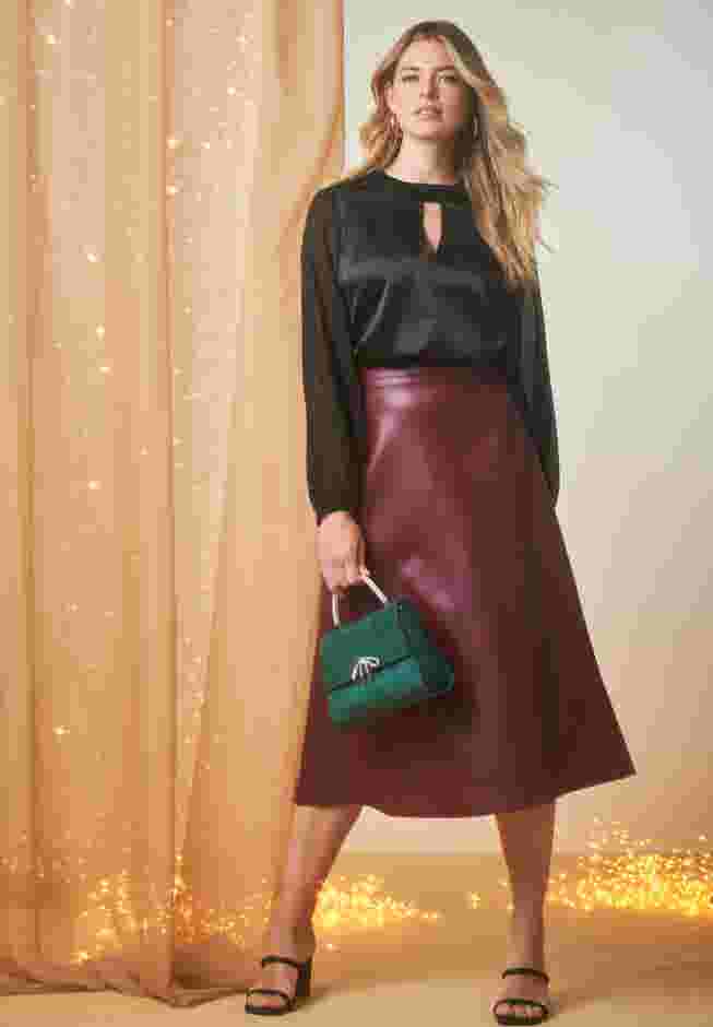 Faux Leather Midi Skirt image number 2