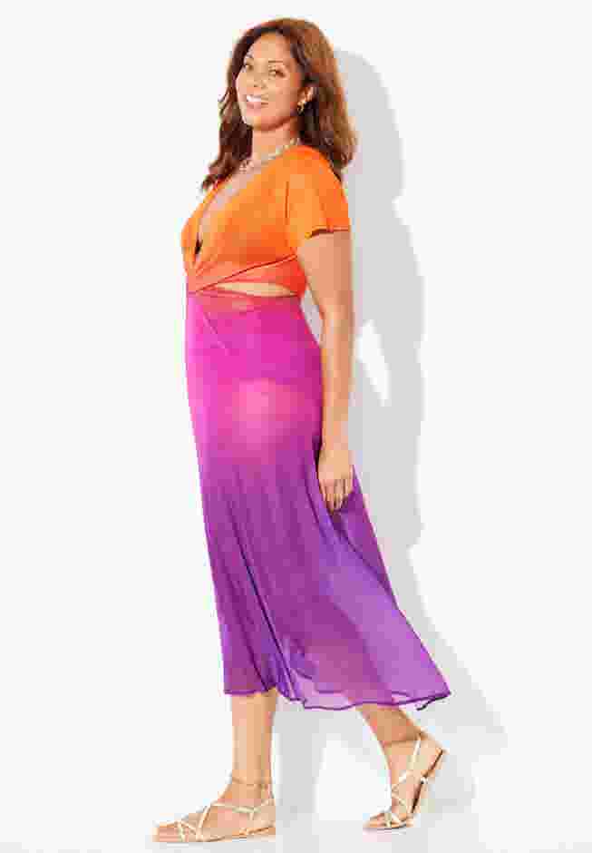 Twist Front Mesh Cut-Out Cover Up Dress image number 3