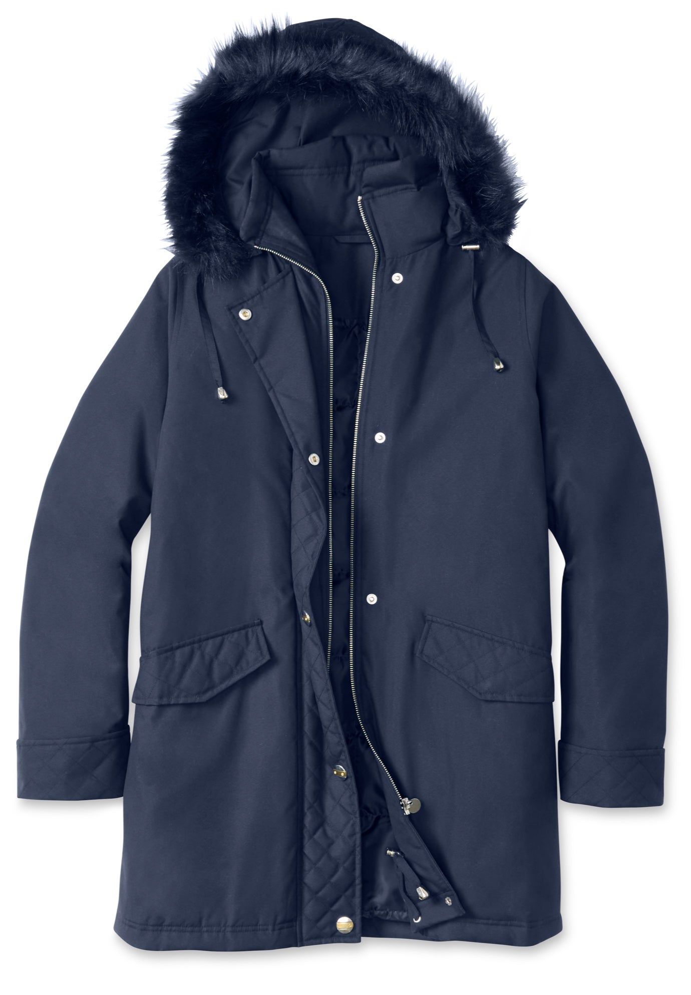 Faux Fur Down Parka Coat image number 2