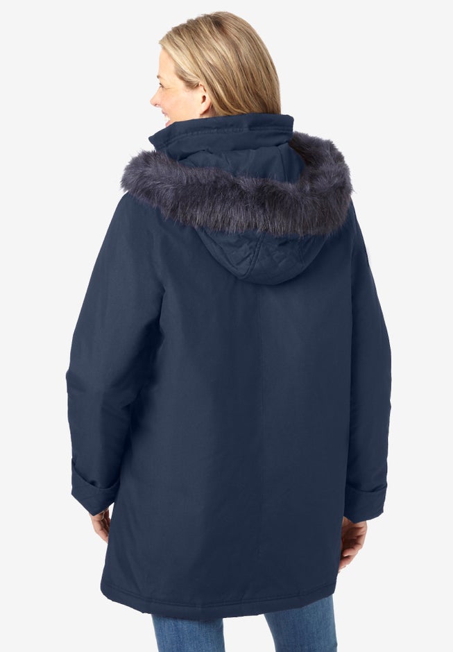 Faux Fur Down Parka Coat image number 1
