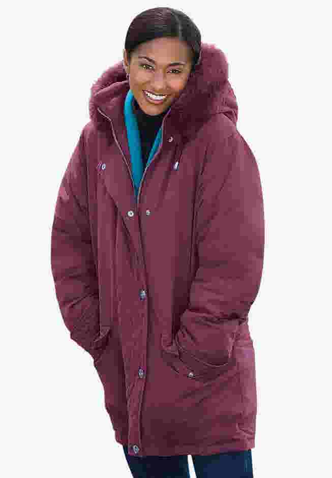 Faux Fur Down Parka Coat image number 0