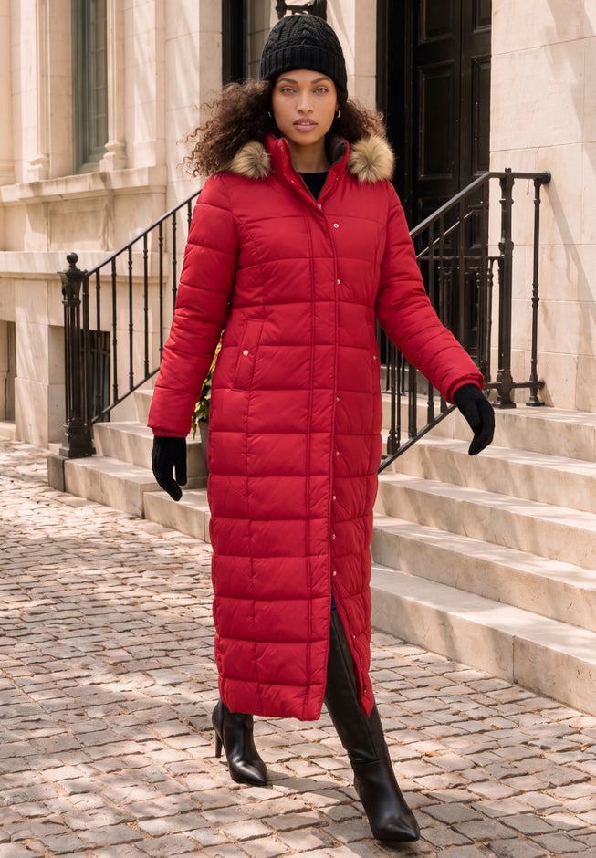 Plus Size Maxi Length Puffer Coat image number 3