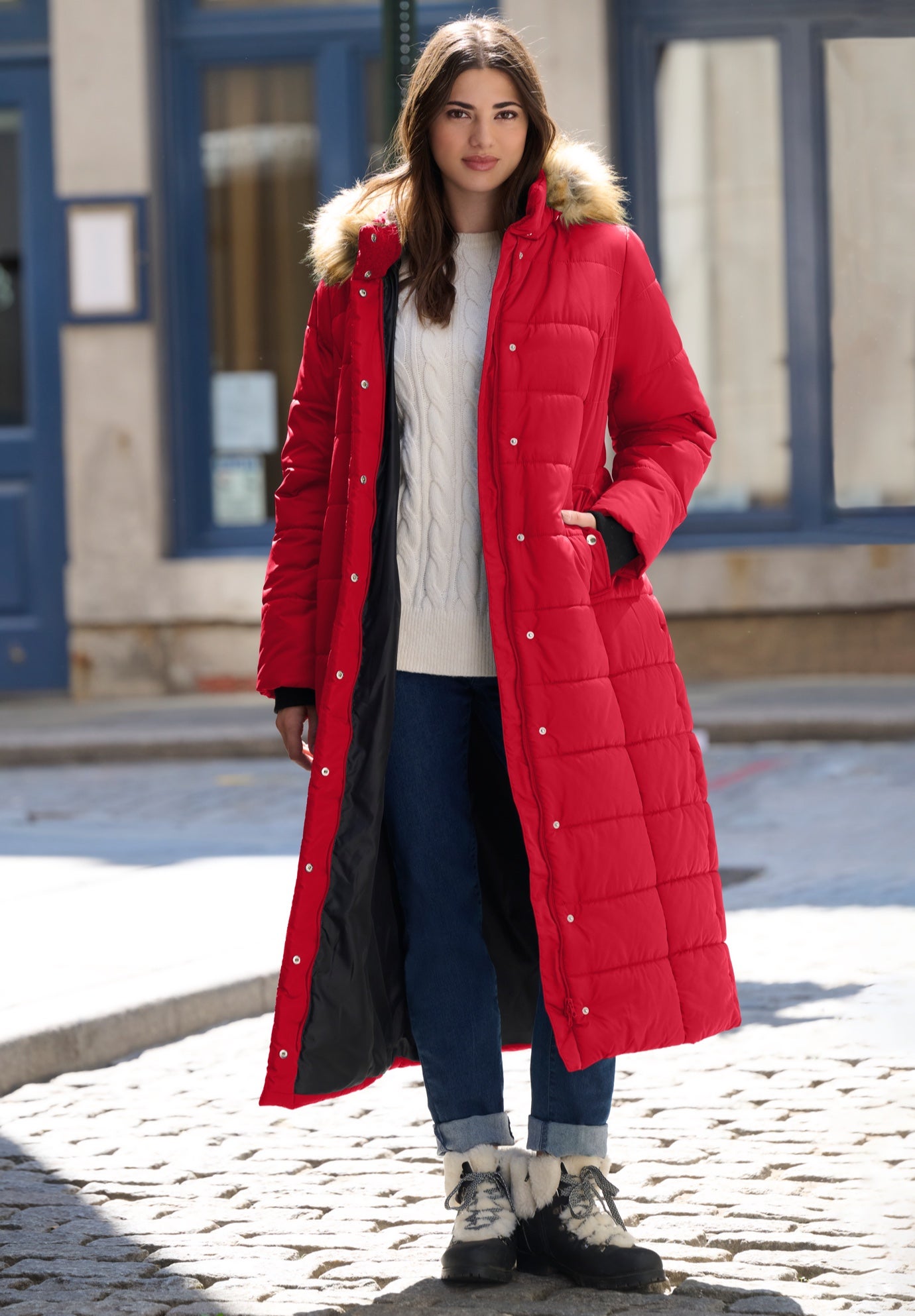 Plus Size Maxi Length Puffer Coat image number 0