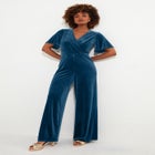 Flutter Sleeve Velvet Jumpsuit image number null