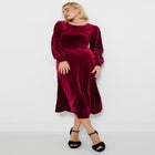 Crew Neck Velvet Midi Dress image number 1