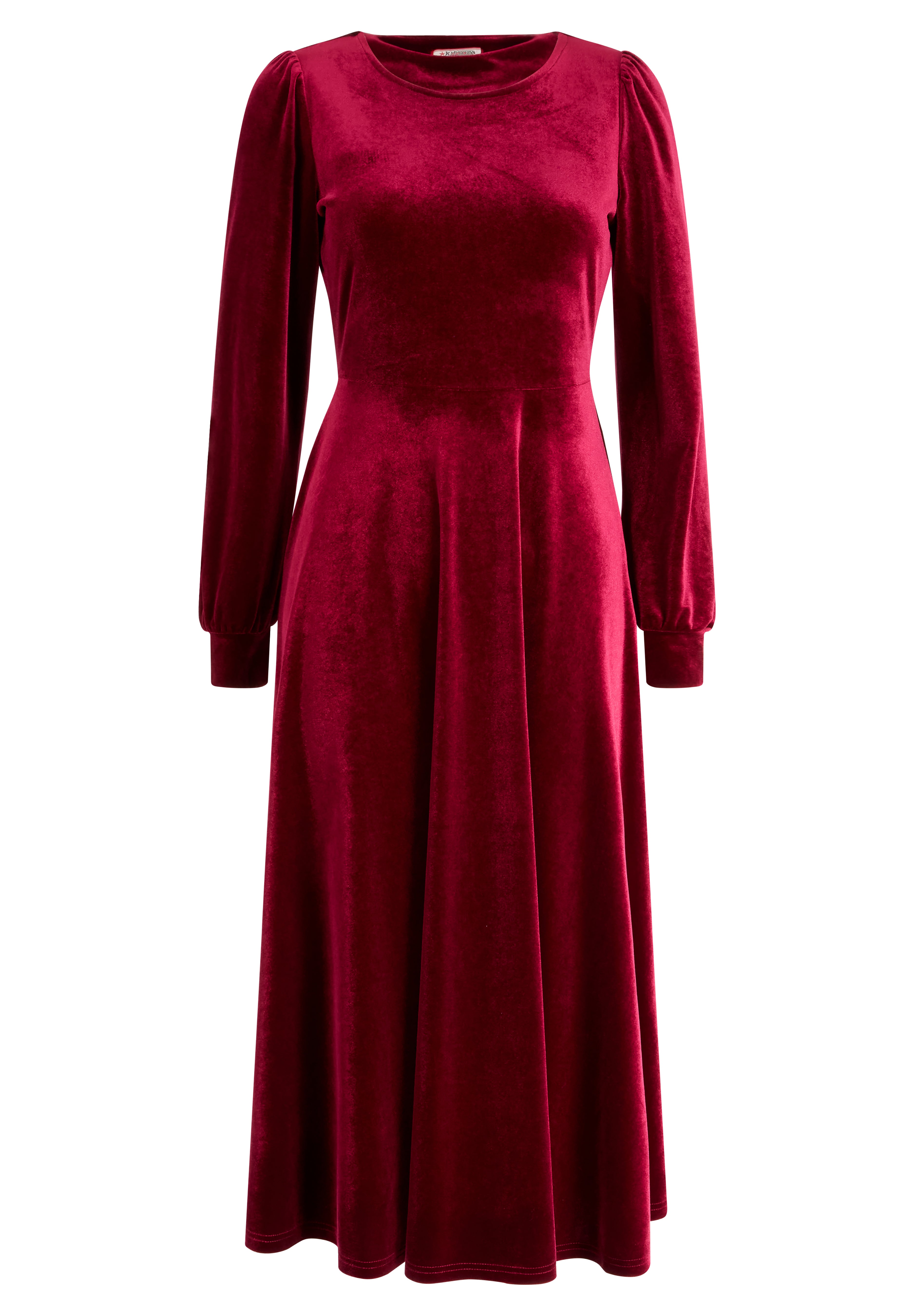 Crew Neck Velvet Midi Dress image number 5