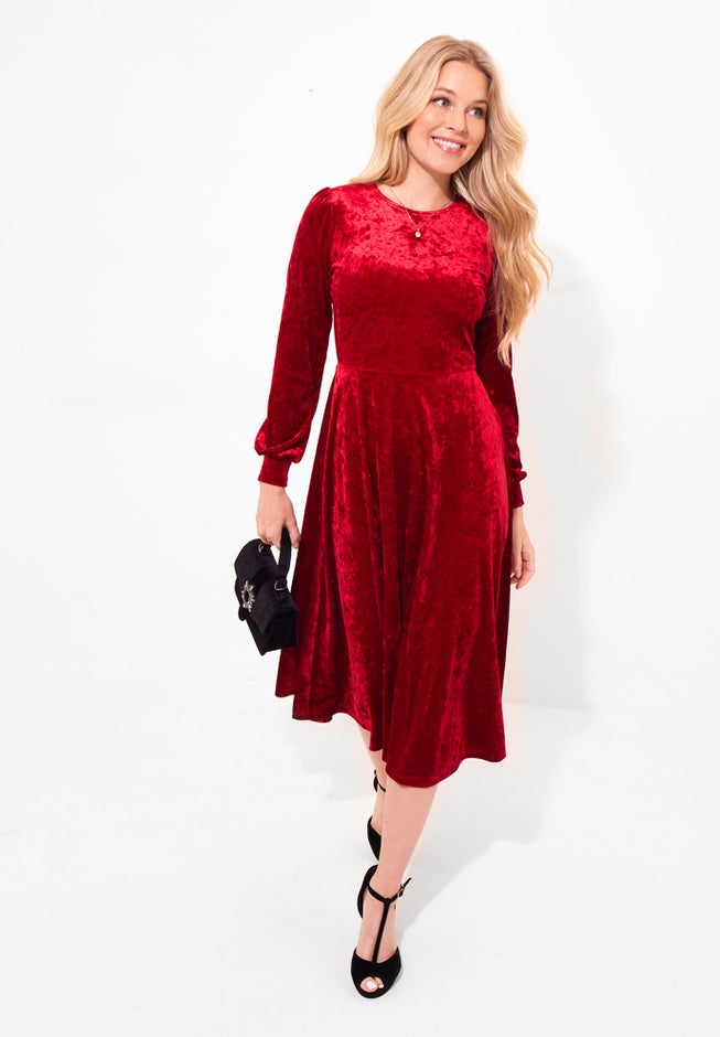Crushed Velvet Midi Dress image number 2