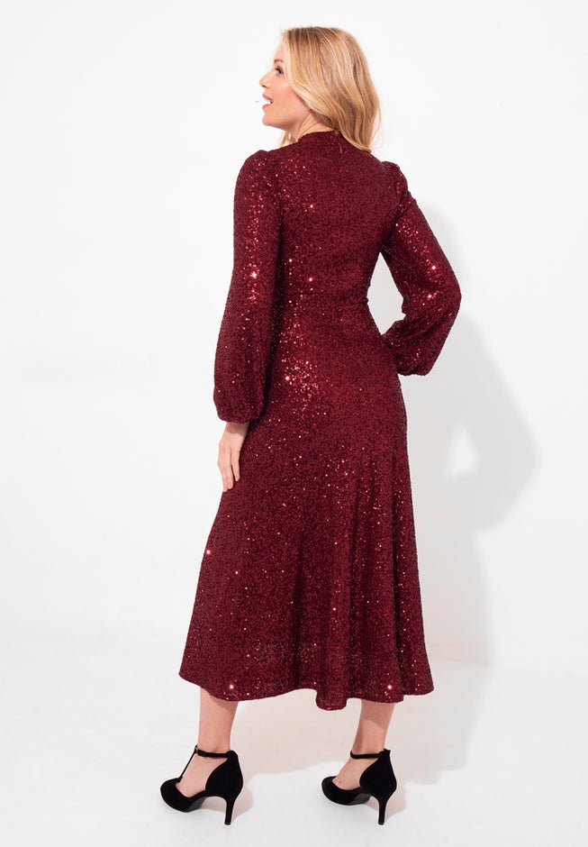 A-Line Sequin Midi Dress image number 5
