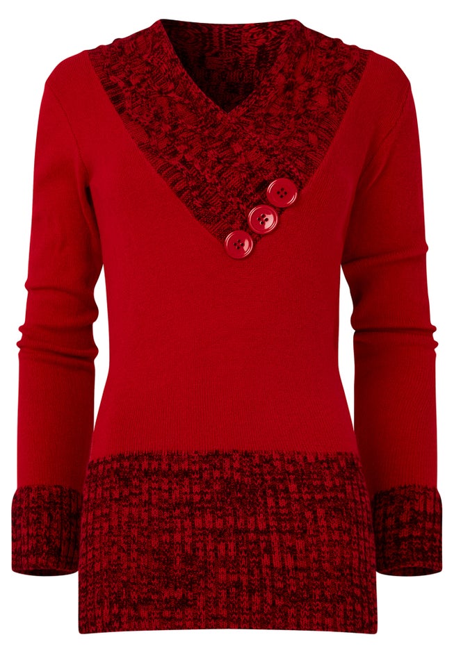 Button Cable Sweater image number 1