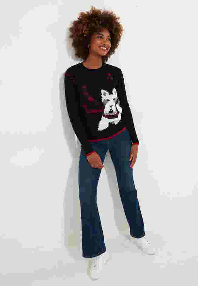 Puppy In Plaid Pullover Novelty Sweater image number 2