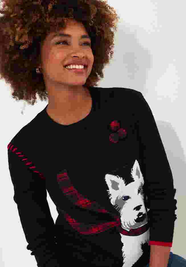 Puppy In Plaid Pullover Novelty Sweater image number 4