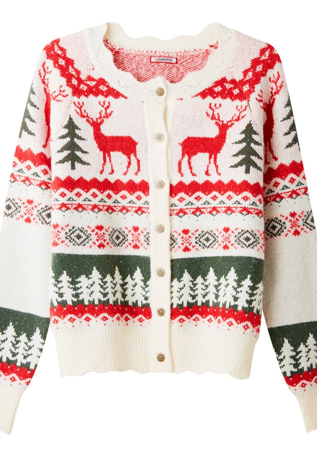 Novelty Reindeer Cardigan Sweater image number 1