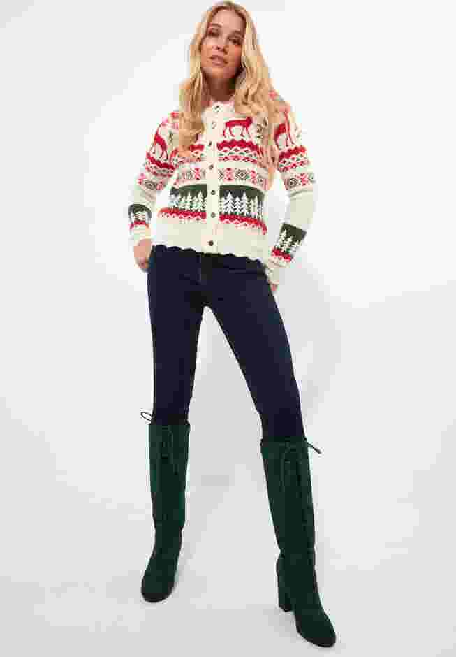 Novelty Reindeer Cardigan Sweater image number 3