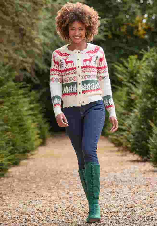 Novelty Reindeer Cardigan Sweater image number 6