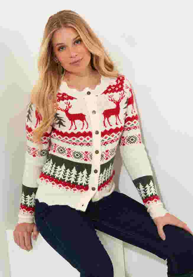 Novelty Reindeer Cardigan Sweater image number 0