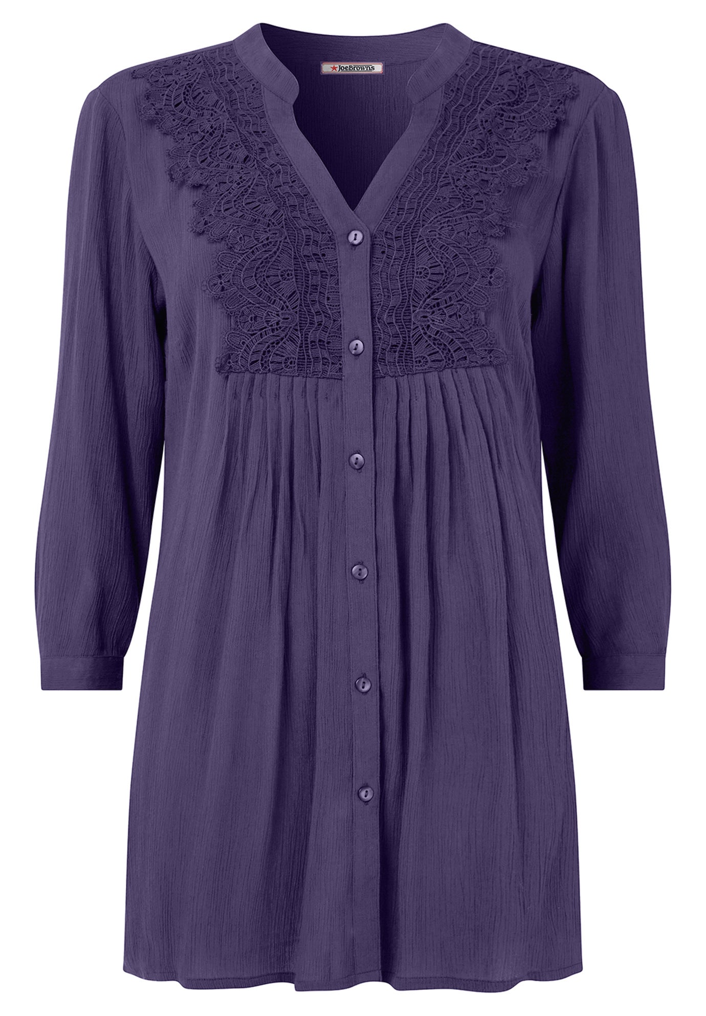 Crochet Trim Pintuck Shirt image number 1