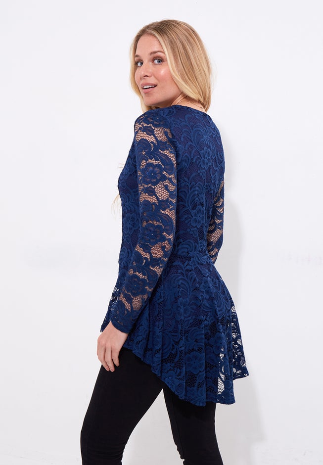 V-Neck Zip Lace Tunic image number 3