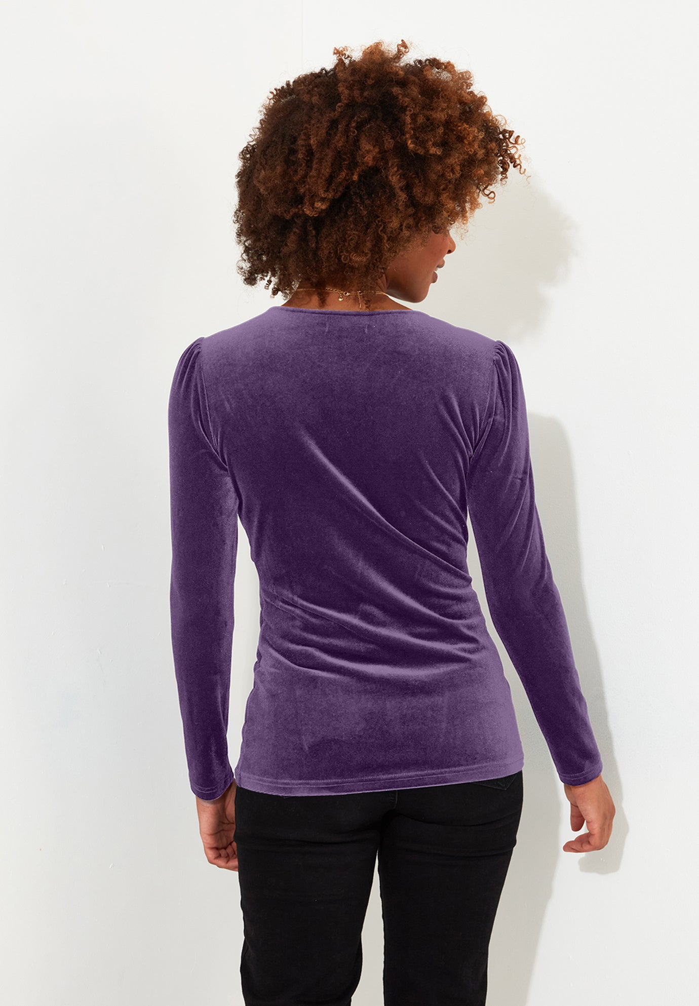 V-Neck Velvet Wrap Top image number 3