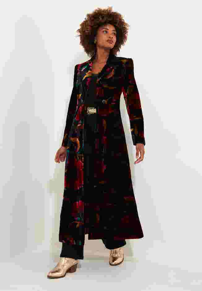 Longline Floral Velvet Blazer image number 5