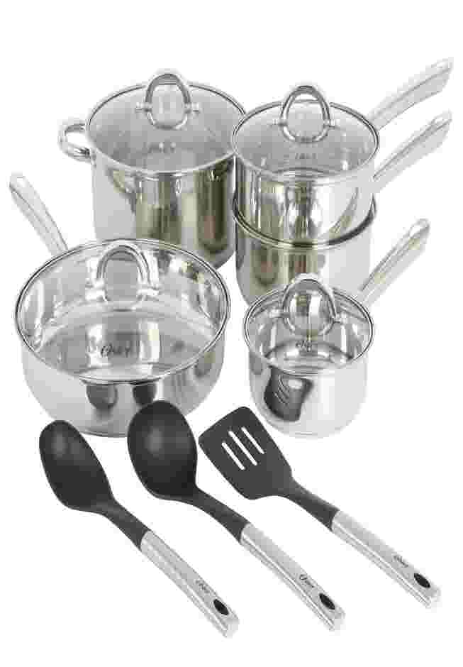 12-Piece Stainless Steel Cookware & Kitchen Tool Set image number 1