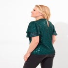 Short Flutter Sleeve Sequin Top image number null
