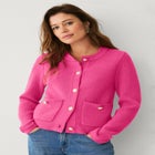 BOXY GOLD BUTTON FRONT CARDIGAN image number null