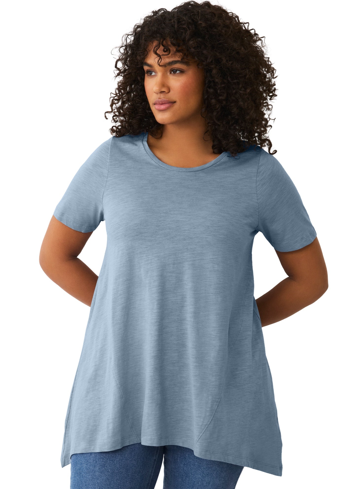 SIDE POINT HEM SCOOP NECK TUNIC image number 0