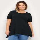 SIDE POINT HEM SCOOP NECK TUNIC image number null