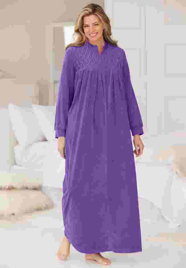 Smocked Velour Long Robe image number 0