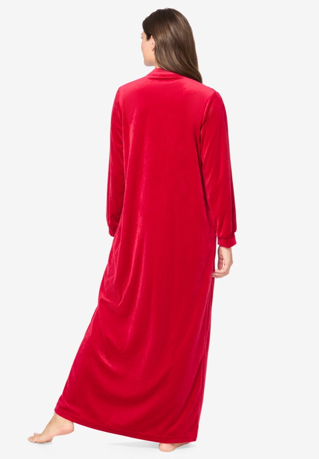 Smocked Velour Long Robe image number 1