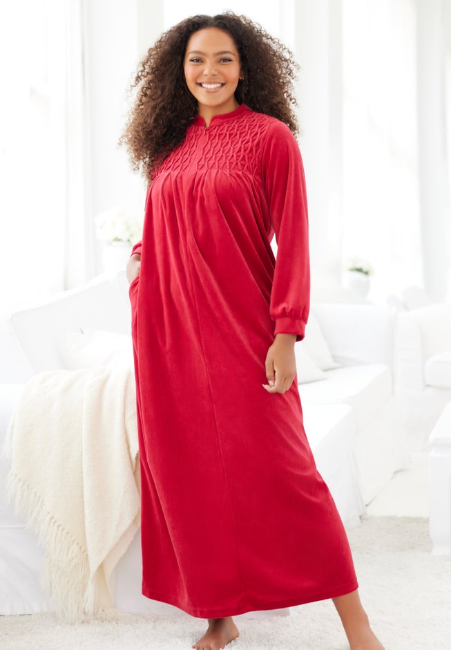 Smocked Velour Long Robe image number 5