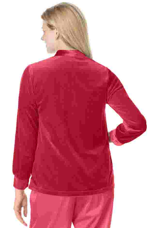Smocked velour 25&#34; bed jacket by Only Necessities&#174 image number 1