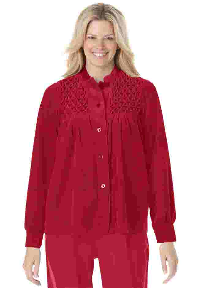 Smocked velour 25&#34; bed jacket by Only Necessities&#174 image number 2