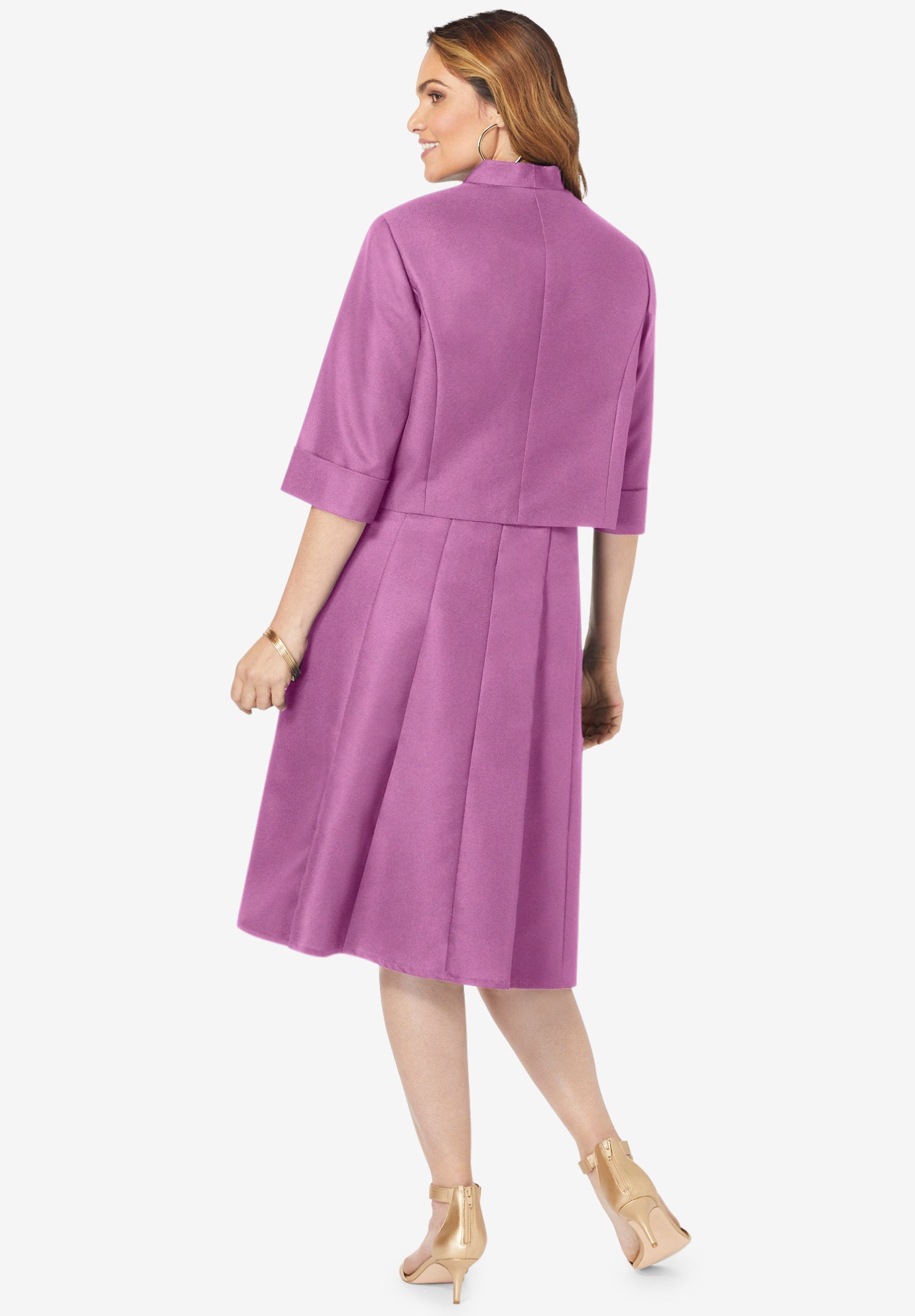 Plus Size Elbow Sleeve Fit-and-Flare Dress with Bolero Jacket &ndash; 2-Piece Suit image number 1