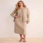 Plus Size Long Sleeve Pleated Jacket Dress Set &ndash; Elegant 2-Piece Sheath Suit image number 0