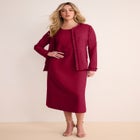 Plus Size Long Sleeve Pleated Jacket Dress Set &ndash; Elegant 2-Piece Sheath Suit image number null
