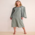 Plus Size Long Sleeve Pleated Jacket Dress Set &ndash; Elegant 2-Piece Sheath Suit image number null