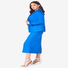 Plus Size Long Sleeve Pleated Jacket Dress Set – Elegant 2-Piece Sheath Suit image number null