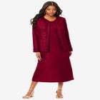 Plus Size Long Sleeve Pleated Jacket Dress Set – Elegant 2-Piece Sheath Suit image number null
