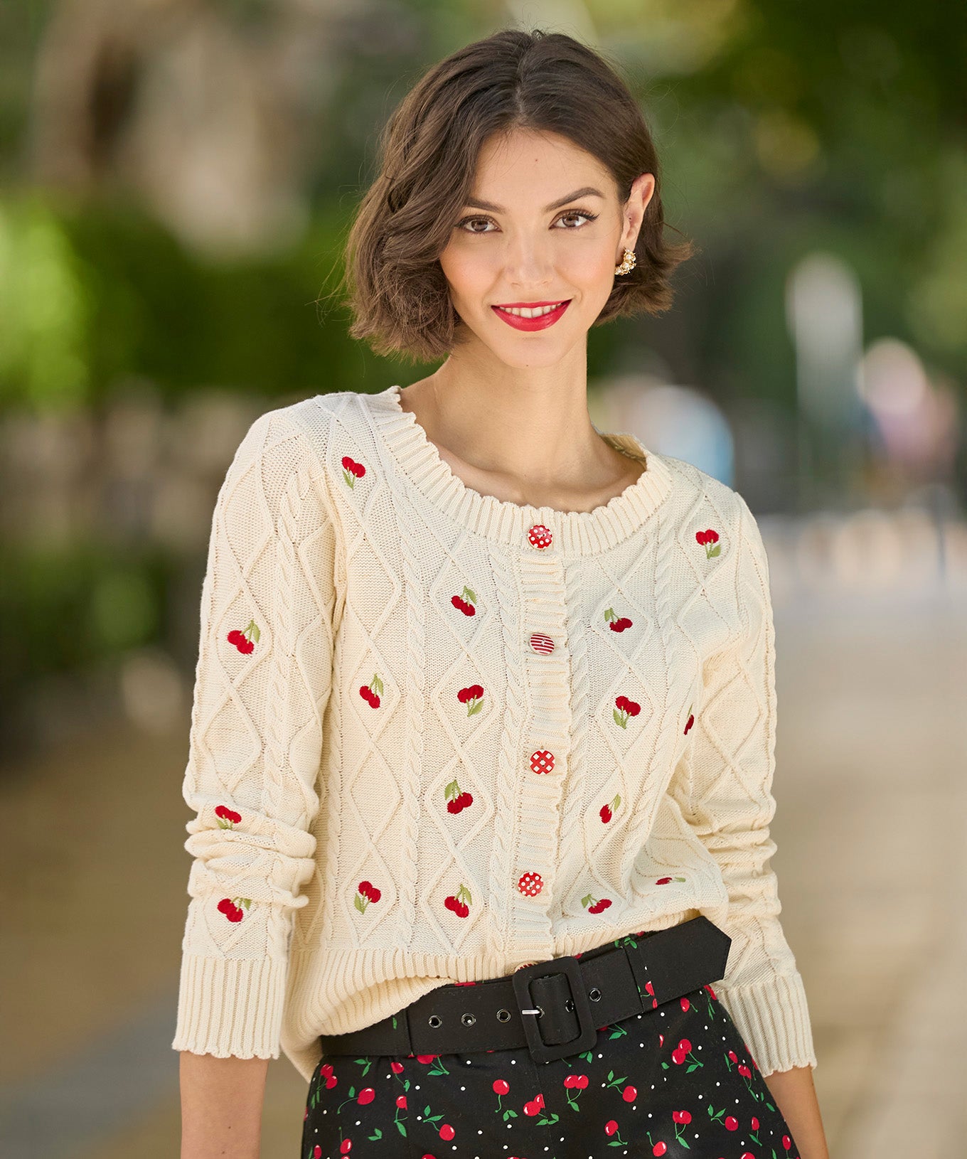 Embroidered Cable Cardigan image number 0