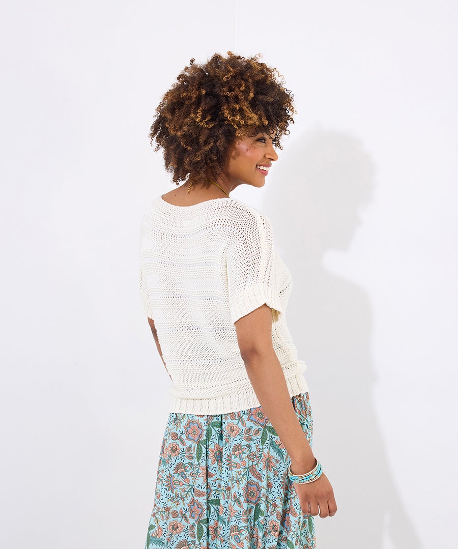 Boatneck Pointelle Sweater image number 2